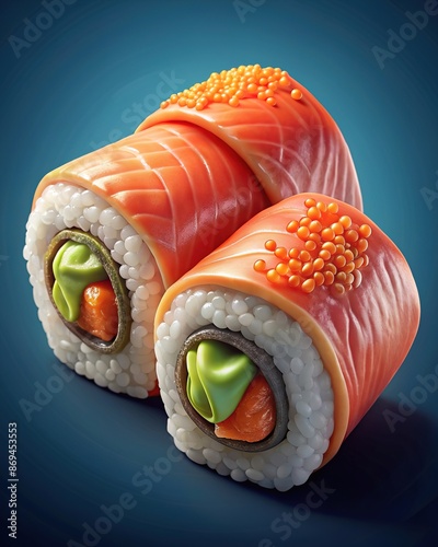 rolls sticks sushi juicy rise fish background