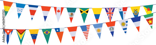 Garlands in the colors of different American countries	