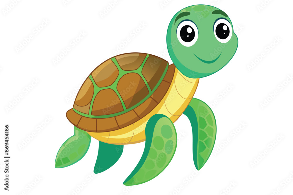 Obraz premium a simple cartoon sea turtle vector on white A.eps