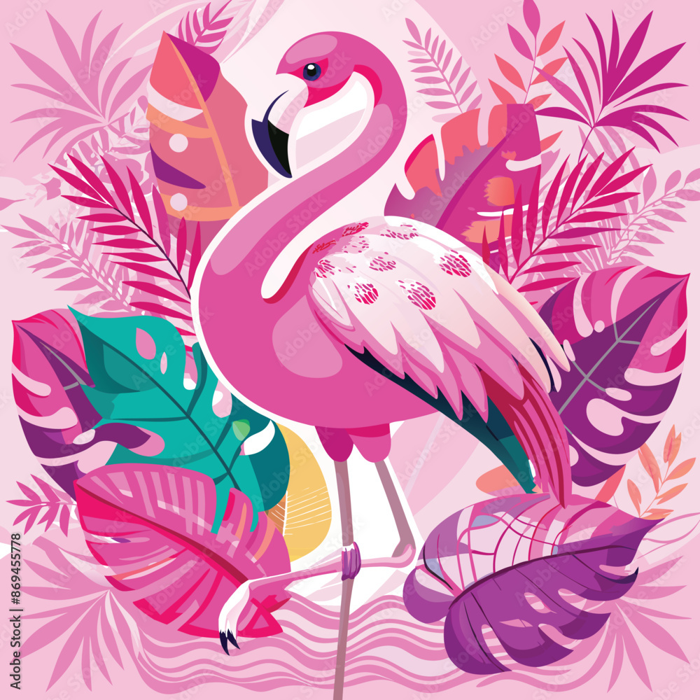 Naklejka premium hot pink flamingo