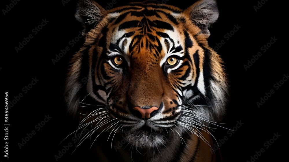 Portrait of a Tiger with a black background
