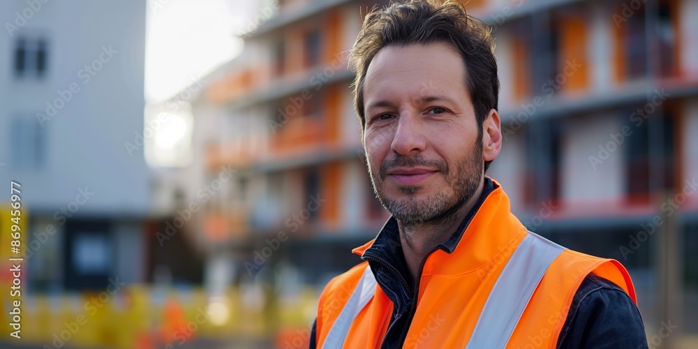 A smiling professional foreman stands at a construction site, showcasing successful project management. A smiling professional foreman stands at a construction site, showcasing successful project management.