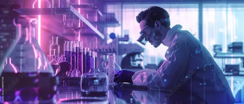 Amazing of clinical research with Glow HUD big Icon of bacterial study concept Amazing of clinical research with Glow HUD big Icon of bacterial study concept
