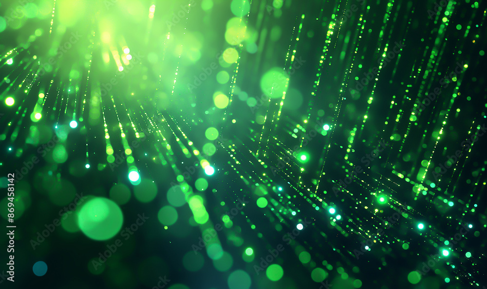 Digital technology background with green light bokeh and glow effect. Abstract digital background design with lights Digital technology background with green light bokeh and glow effect. Abstract digital background design with lights