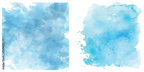 Abstract modern background with blue watercolor splashes. Soft watercolor stain.