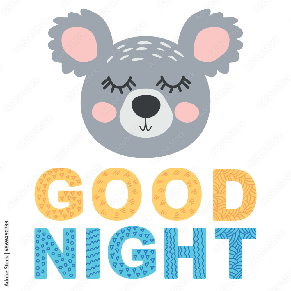 Cute face of an animal with lettering. Scandinavian style and pastel palette. baby posters, cards, clothes, childrens rooms Cute face of an animal with lettering. Scandinavian style and pastel palette. baby posters, cards, clothes, childrens rooms