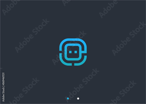 letter e with robot logo design vector silhouette illustration