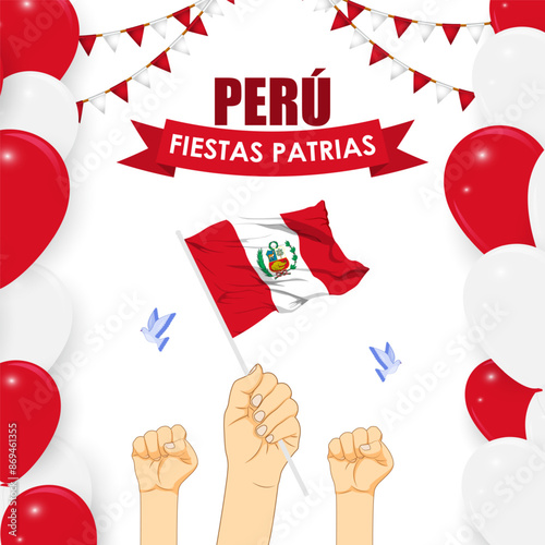 Vector illustration of Peruvian National Holidays social media feed template