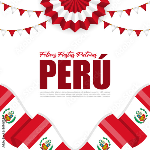 Vector illustration of Peruvian National Holidays social media feed template