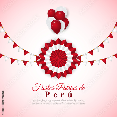 Vector illustration of Peruvian National Holidays social media feed template