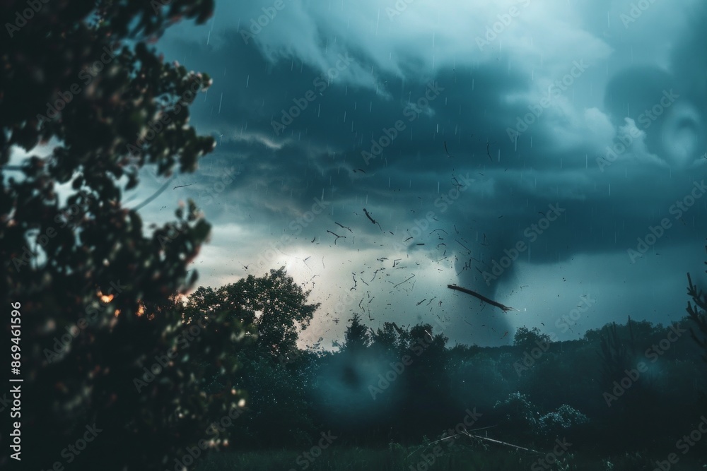 The tornado's destructive path was marked by branches flying out, which intensified the already heavy storm and bad weather The tornado's destructive path was marked by branches flying out, which intensified the already heavy storm and bad weather