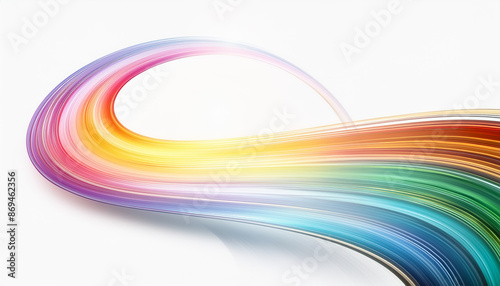 抽象的 カラフル デザイン 曲線 フロー 光の軌跡 白背景 柔らかさ ミニマル 躍動感 シンプル 流動性 エレガント 光 輝き 視覚効果 クリエイティブ アート グラデーション ファンタジー 美しさ