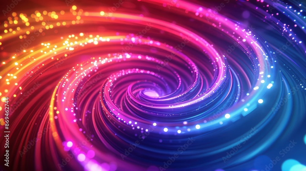 A mesmerizing abstract image featuring vibrant swirling lights in a multicolored spectrum with glowing particles and dynamic motion. A mesmerizing abstract image featuring vibrant swirling lights in a multicolored spectrum with glowing particles and dynamic motion.