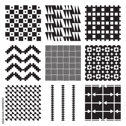 9 Pattern geometric designs bundle.
