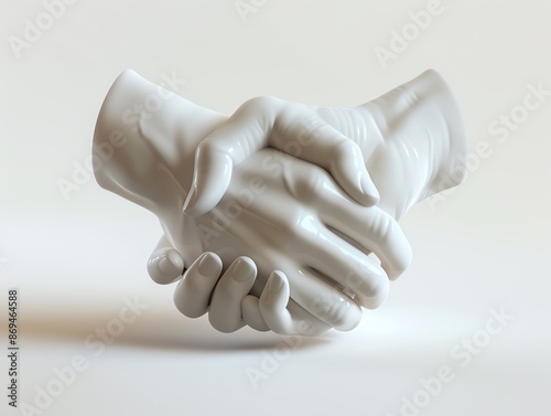 3D rendering of a business handshake, models isolated on white, symbolizing partnership and agreement