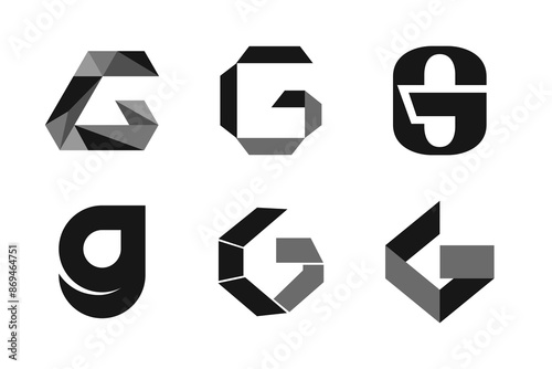 Set of letter G logo icon abstract vector. Business design concept