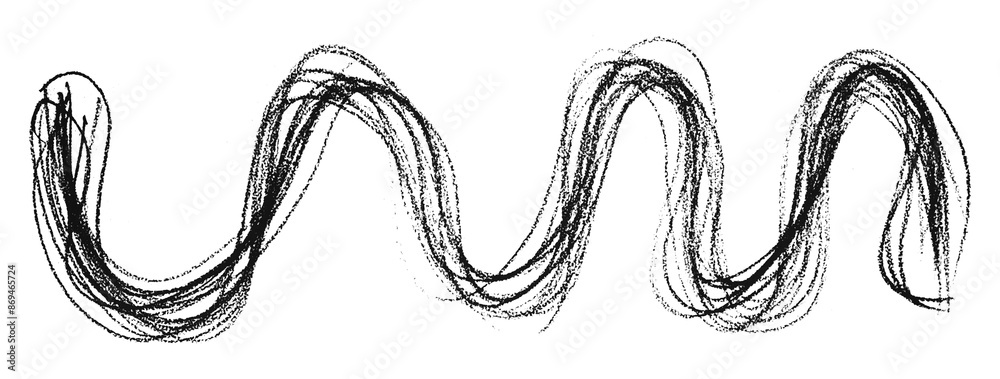 Black pencil strokes isolated on transparent background.