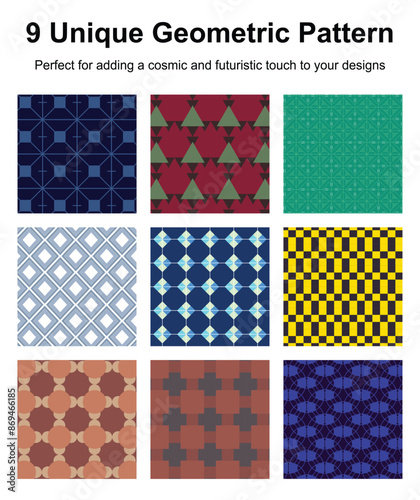 9 Pattern geometric designs bundle.