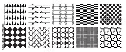 10 Pattern geometric designs bundle.