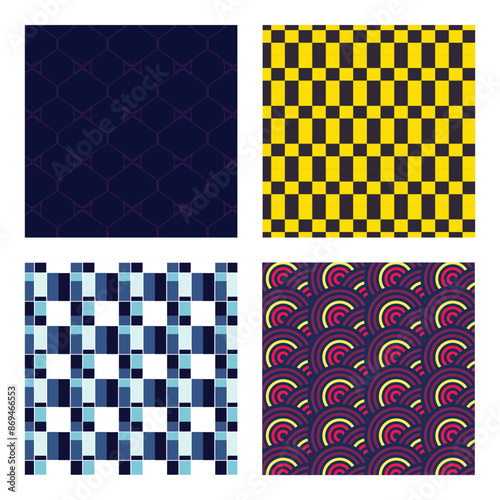 4 Pattern geometric designs bundle.