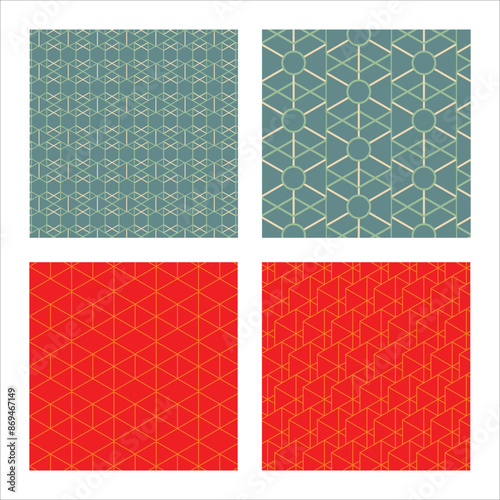 4 Pattern geometric designs bundle.