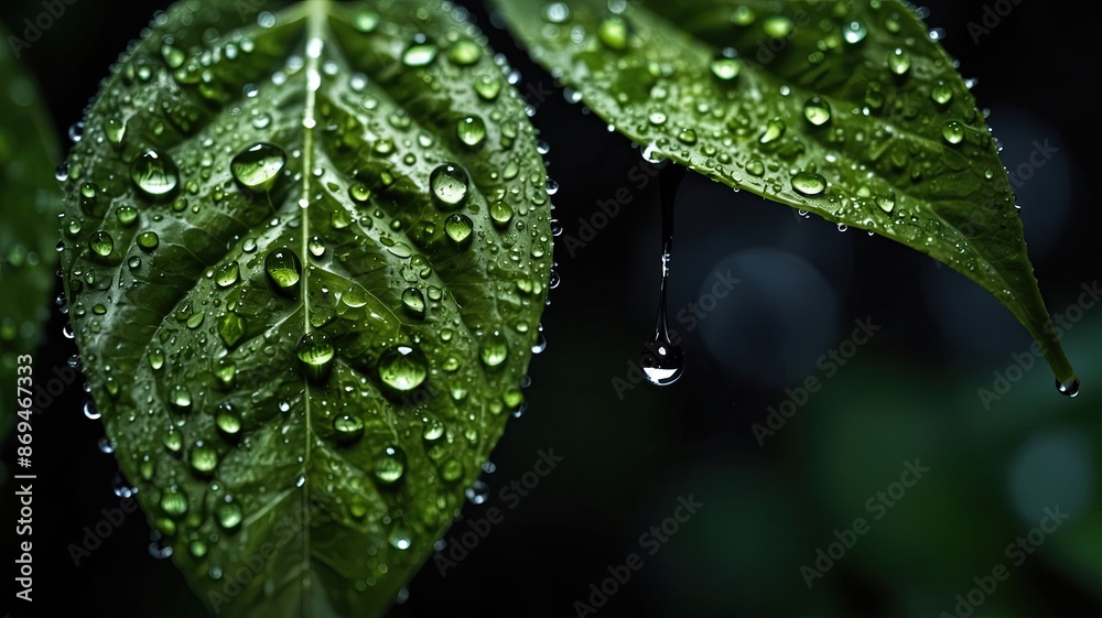 green macro leaf raindrops on fresh green leaves on a background green macro leaf raindrops on fresh green leaves on a background