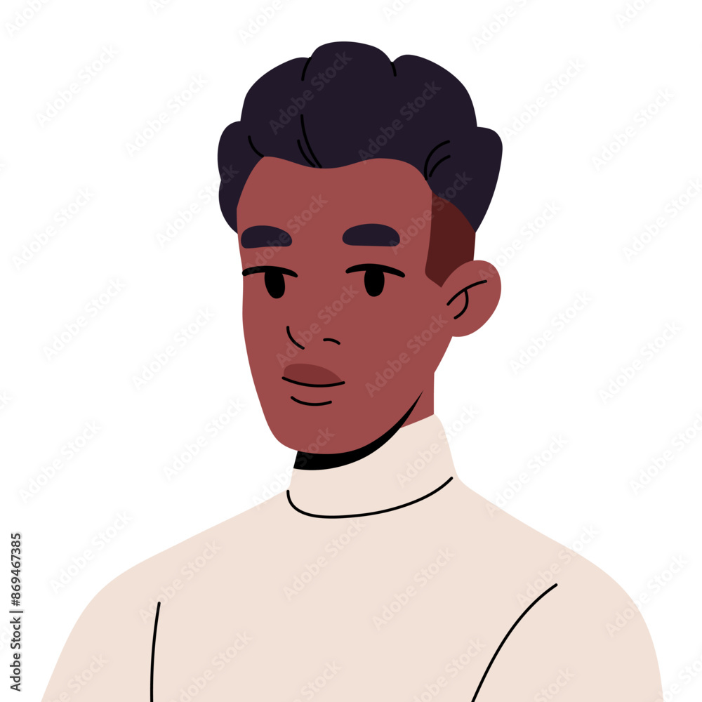 Avatar of young black man with modern hairstyle. Portrait of African ...