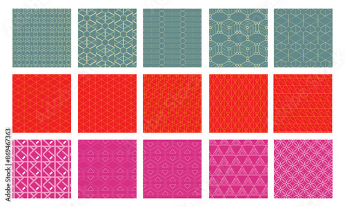 15 Pattern geometric designs bundle.
