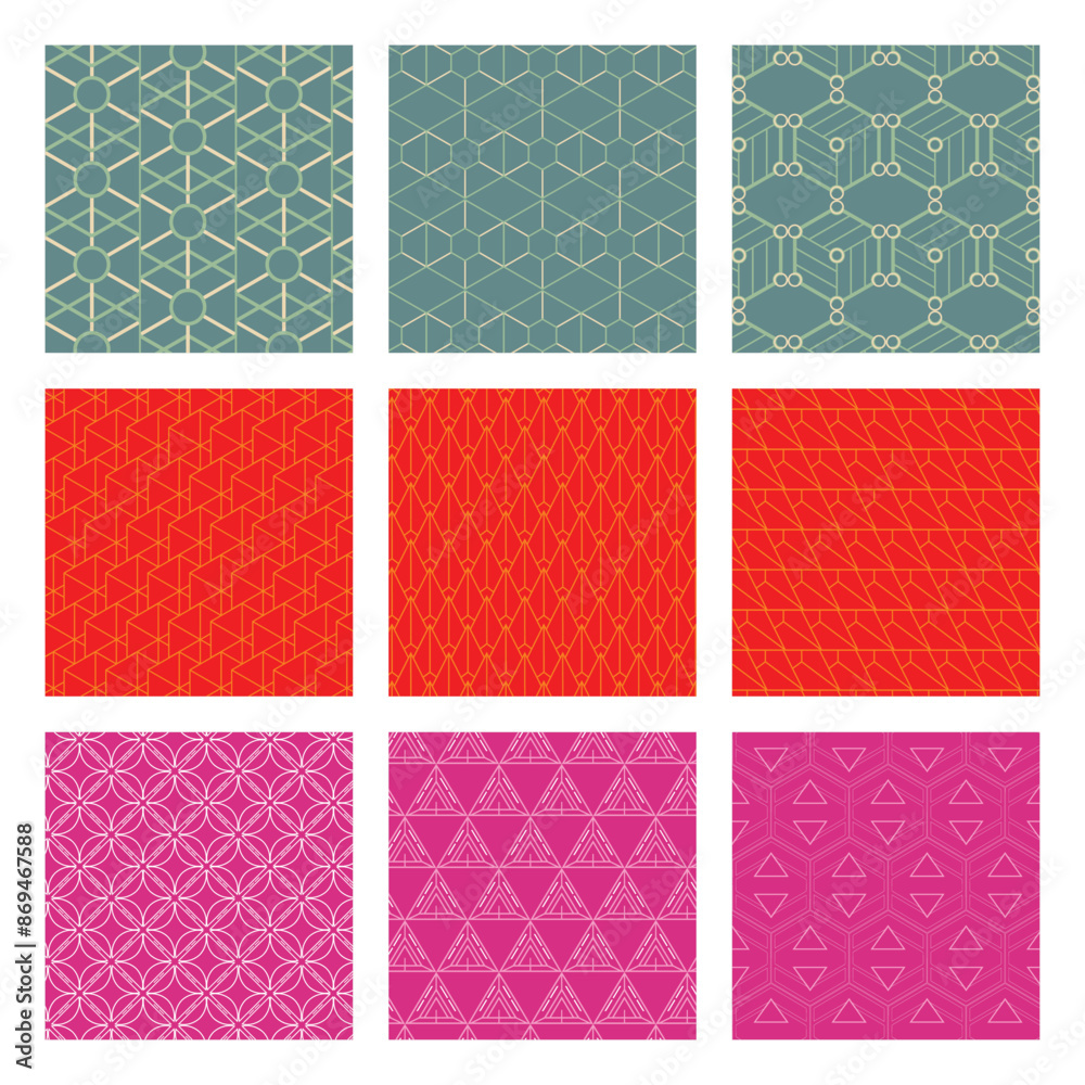 9 Pattern geometric designs bundle. 9 Pattern geometric designs bundle.
