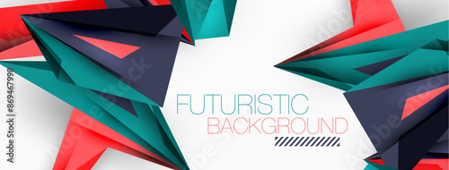 Minimal geometric abstract background. Low poly dynamic triangle design. Trendy techno business template for wallpaper, banner, background or landing