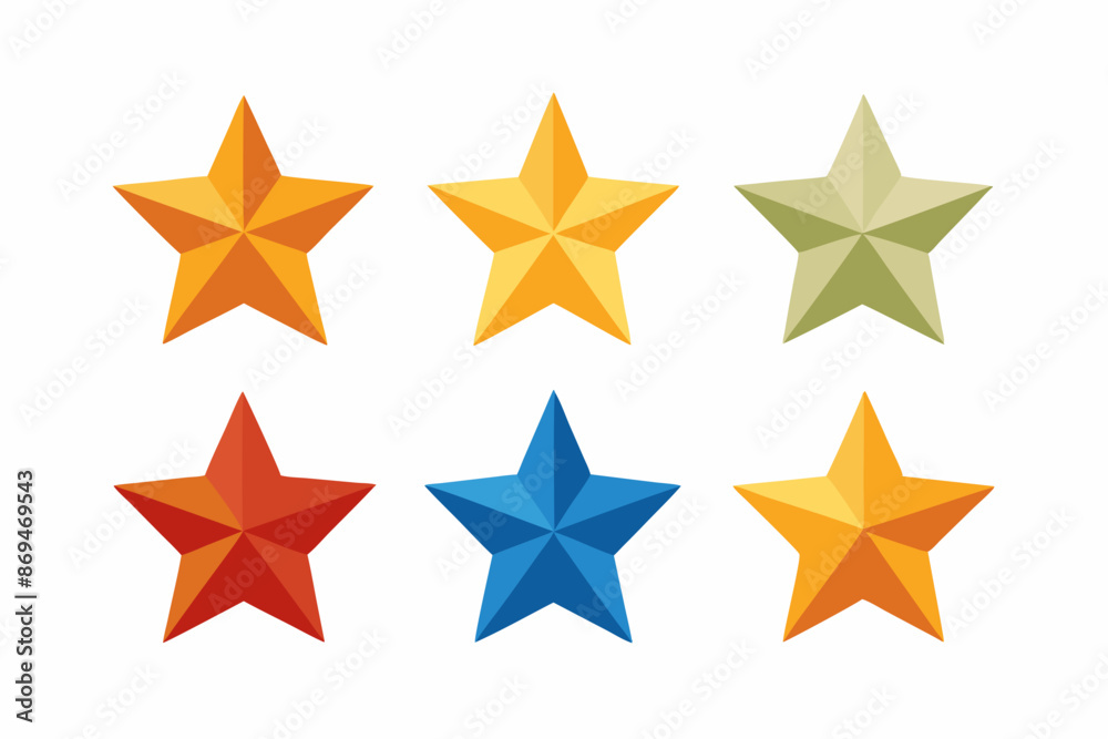 A collection of six vibrant stars set against a white backdrop A collection of six vibrant stars set against a white backdrop