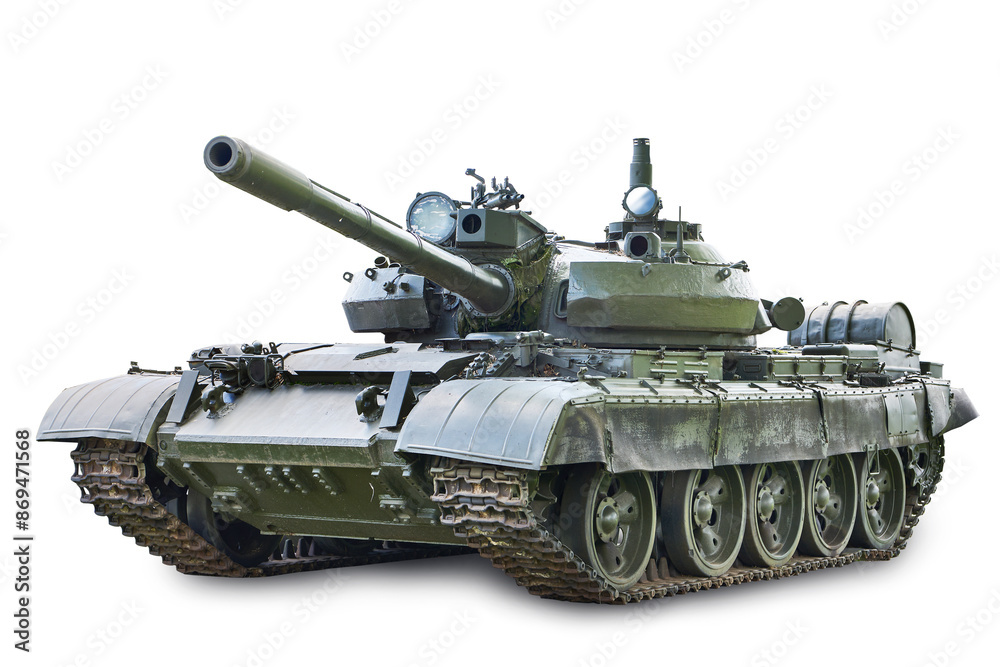 Soviet medium tank T-55 isolated on white Soviet medium tank T-55 isolated on white