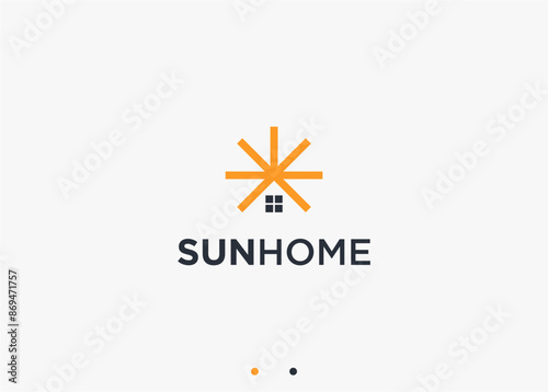 sun house logo design vector silhouette illustration