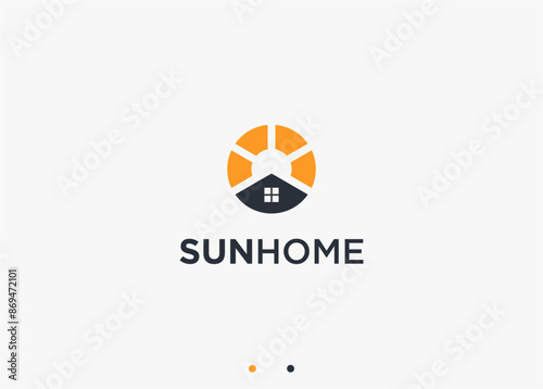 sun house logo design vector silhouette illustration