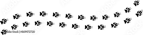 Paw vector foot trail print. Pattern animal tracks isolated on white background. Black silhouette of a paw print, isolated vector icon Illustration.
