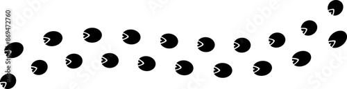 Paw vector foot trail print. Pattern animal tracks isolated on white background. Black silhouette of a paw print, isolated vector icon Illustration.