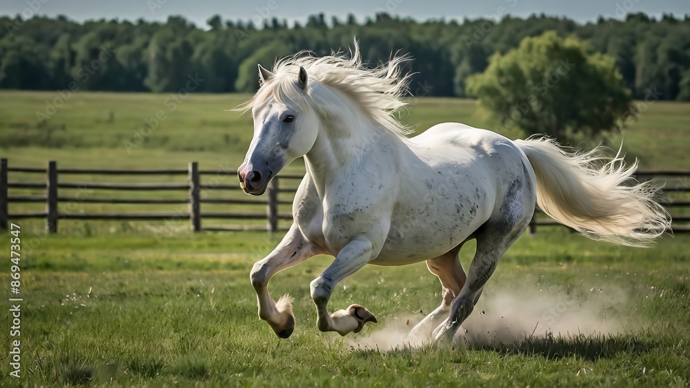white horse running in the field white horse running in the field