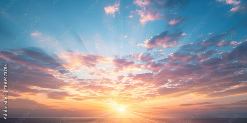 Naklejka premium Dreamy Sunset A High-Quality Nature Wallpaper Featuring Colorful Sky, Stars, and Galaxy. Concept Nature Wallpaper, Sunset Photography, Colorful Sky, Stars, Galaxy Theme, High-Quality Image