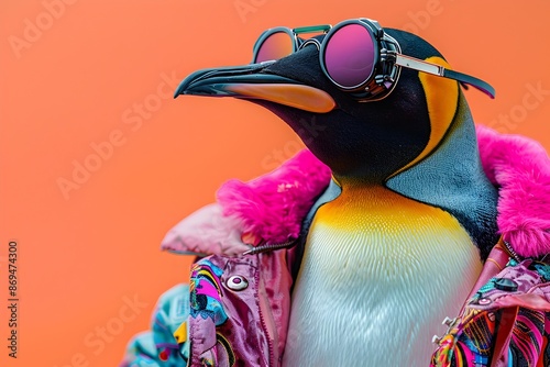 Vibrant Tropical Toucan Bird Wearing Stylish Sunglasses in Studio Setting photo