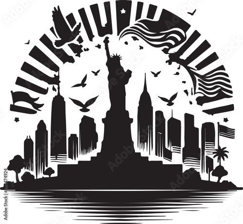 independence day independence dsay silhouette vector with white background