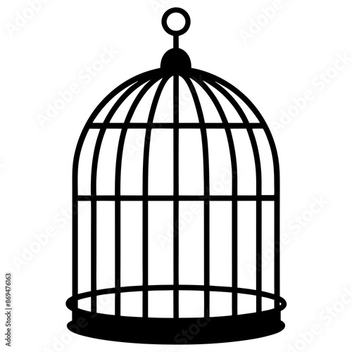 Silhouette of birdcage  vector  illustration 