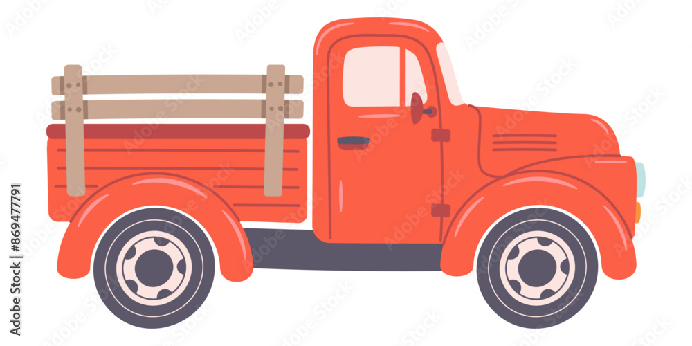 Red retro truck, vector illustration Red retro truck, vector illustration