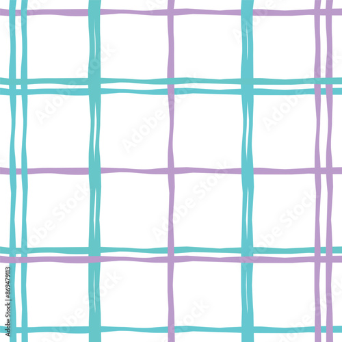 Vector hand drawn cute checkered pattern. Doodle Plaid geometrical simple texture. Crossing lines. Abstract cute delicate pattern ideal for fabric, textile, wallpaper