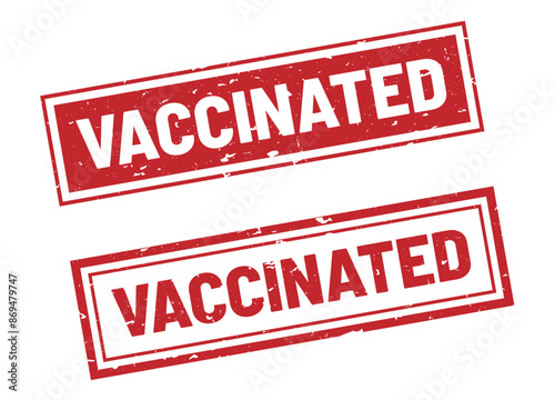 Vaccinated stamp sign red rectangle grunge style