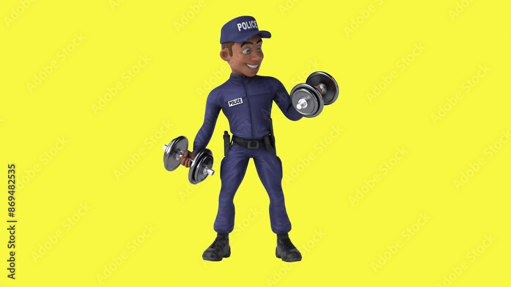 Fun 3D cartoon police officer character with weights (with alpha channel) Fun 3D cartoon police officer character with weights (with alpha channel)