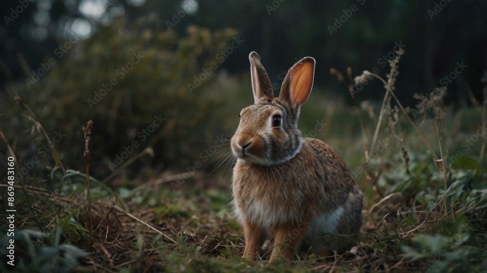 Fototapeta premium rabbit in a field, rabbit in a wild
