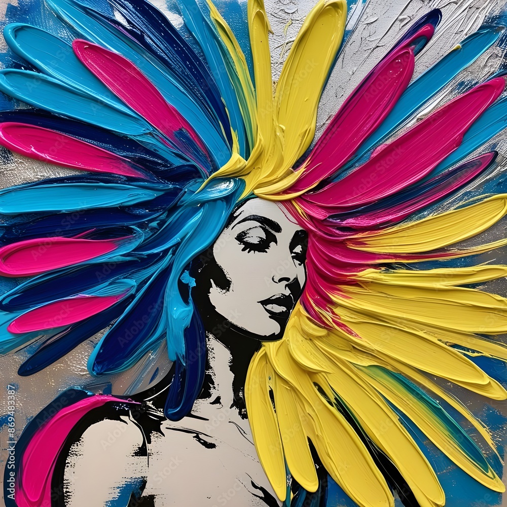 Naklejka premium Abstract trendy pop art colorful paint brush pattern background. AI generated image Gerenative AI