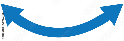 Orange dual sided arrow. Semicircular curved thin long double ended arrow. Vector illustration.