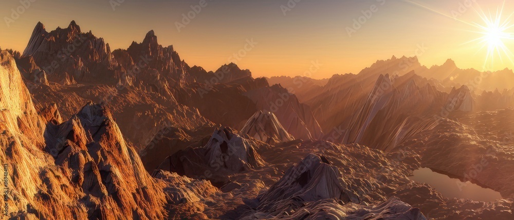 Obraz premium Sunrise Over Majestic Mountain Range