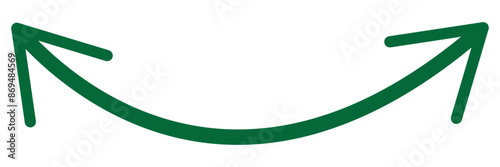 Dual semi circle arrow. Green arrow two headed arrow. Vector illustration